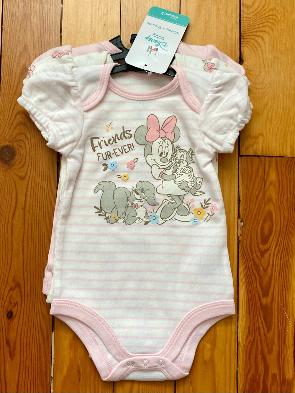 NWT Disney Baby Onesie Three Pack Pink Minnie Mouse Size 6/9 Months